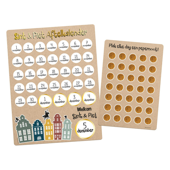 Sinterklaas Aftelkalender met Stickers Welkom Sint & Piet